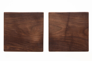 Two handmade square black walnut wooden pallets.