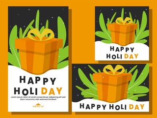 Happy holiday social media post template design collection illustration