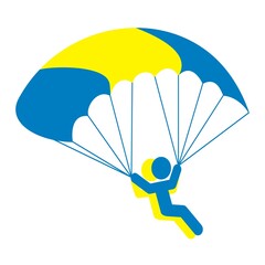 parachute Man and Woman Paratrooper or Parachutist Free-falling and Descending with Parachute Vector Illustration 
