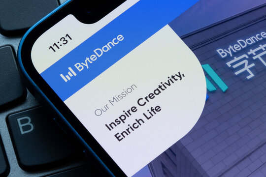 Portland, OR, USA - Dec 3, 2021: Homepage of the ByteDance website is seen on an iPhone. ByteDance Ltd. is a Chinese multinational internet technology company headquartered in Beijing, China.