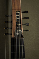 Theorbo of the 17th century. Close-up details....