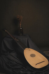 Still life with theorbo of the 17th century. ................................