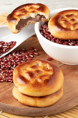 Manju stuffed with red bean paste.