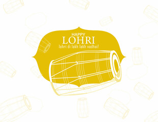 Vector Illustration for Happy Lohri. Indian traditional drum or dholak or dhol. Happy Lohri Festival.