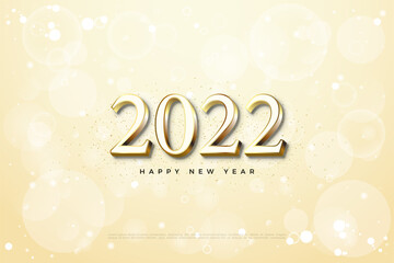 2022 happy new year classic with elegant gold numbers