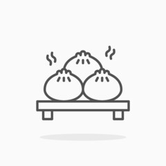 Dumpling icon. Editable Stroke and pixel perfect. Outline style. Vector illustration. Enjoy this icon for your project.