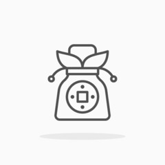 Naklejka premium Gift Bag icon. Editable Stroke and pixel perfect. Outline style. Vector illustration. Enjoy this icon for your project.