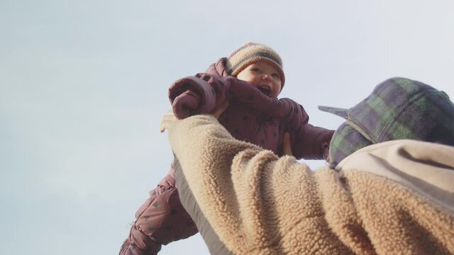 HAPPY baby being flung into the air by hipster mum, 240fps SLOW MOTION