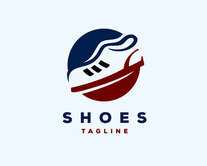 circle negative space shoes logo symbol icon template illustration