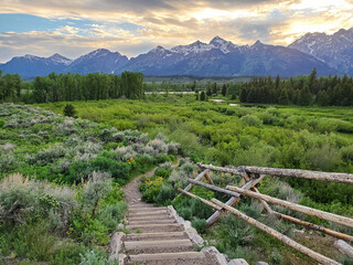 Blacktail Ponds Overlook with Grand Teton Mountains in the Background