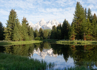 Schwabacher Landing with the Reflection of the Teton Mountains in the Pond