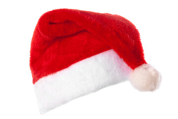 Obraz na płótnie Canvas Red Santa Claus helper hat on white background, isolated