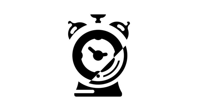 alarm clock animated glyph icon alarm clock sign. isolated on white background