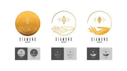 elegant diamond logo in gold color with various variations in EPS format
