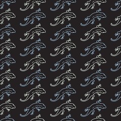 Lizard Lizard in Outline Graphic Style Vector Seamless Pattern