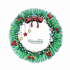 Beautiful artistic decorative christmas wreath card design