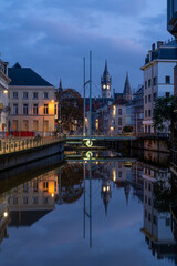 Fototapeta na wymiar The post of Ghent with a swing bridge
