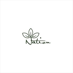 word nation logo vector template leaf