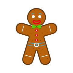 Gingerbread man on white background. Vector illustration, Christmas symbol