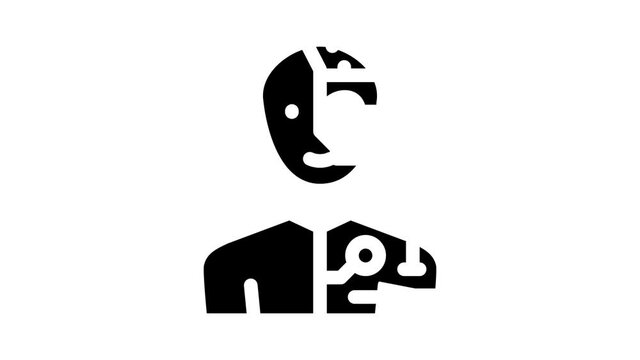 cyborg fantasy character animated glyph icon cyborg fantasy character sign. isolated on white background
