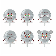 Sweet White lollipop cartoon character with various angry expressions