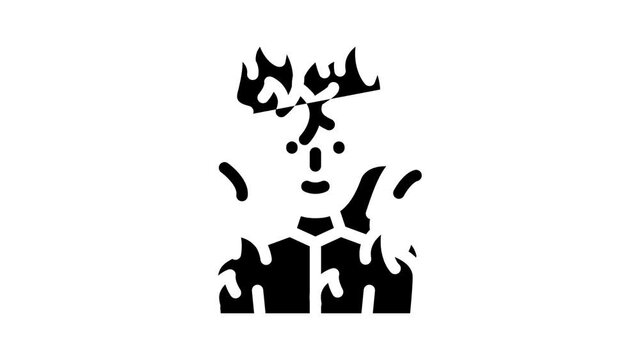 burning man fantasy character animated glyph icon burning man fantasy character sign. isolated on white background