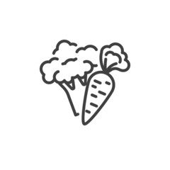 Broccoli and carrot line icon