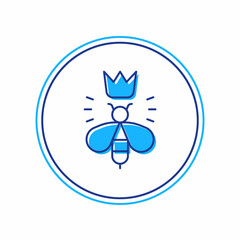 Filled outline Queen bee icon isolated on white background. Sweet natural food. Honeybee or apis with wings symbol. Flying insect. Vector