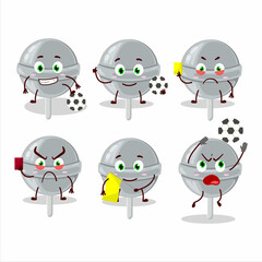 Sweet White lollipop cartoon character working as a Football referee