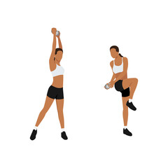 Fototapeta na wymiar Woman doing Balance chop exercise. Flat vector illustration isolated on white background