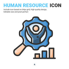 Human resource icon vector with outline color style isolated on white background. Vector illustration employee sign symbol icon concept for business, finance, industry, company, web, apps and project