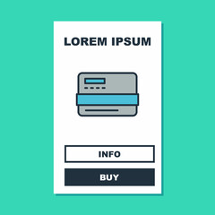 Filled outline Credit card icon isolated on turquoise background. Online payment. Cash withdrawal. Financial operations. Shopping sign. Vector