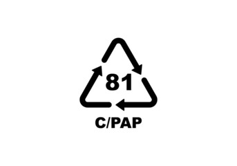 Plastic recycling code symbol. C PAP recycling symbol for plastic, simple flat icon vector - obrazy, fototapety, plakaty