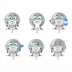 A picture of sweet white lollipop cartoon design style keep staying healthy during a pandemic
