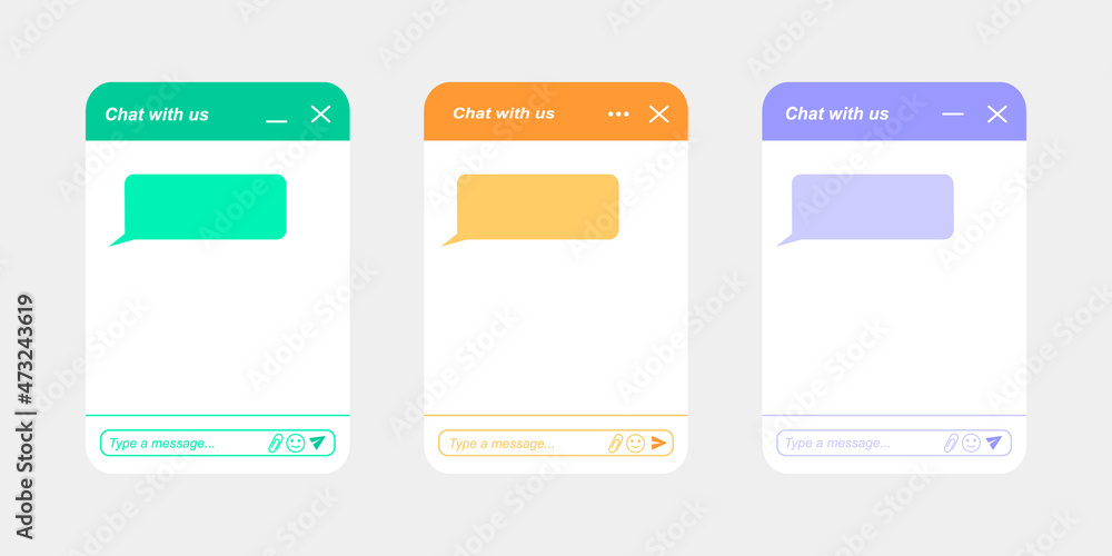 Wall mural chat bot screen templates. life chat windows with message bubbles. virtual assistant, online custome