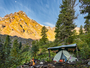 Tourist camp in Siberian mountains