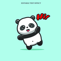 Red Text Style Effect with panda say hi