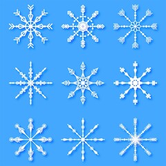 Merry christmas creative decorative snowflakes set design