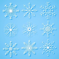 Fototapeta na wymiar Merry christmas creative snowflakes set background