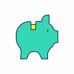 Filled outline Piggy bank icon isolated on white background. Icon saving or accumulation of money, investment. Vector