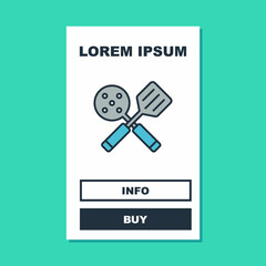 Filled outline Spatula icon isolated on turquoise background. Kitchen spatula icon. BBQ spatula sign. Barbecue and grill tool. Vector
