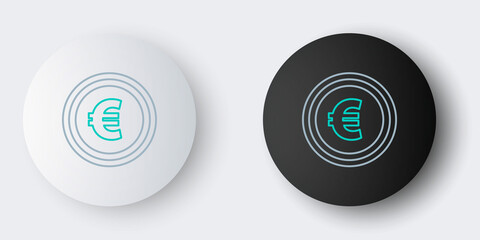 Line Coin money with euro symbol icon isolated on grey background. Banking currency sign. Cash symbol. Colorful outline concept. Vector