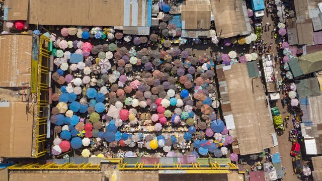 Aerial time-lapse view of the market in Accra, Ghana
