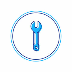 Filled outline Wrench spanner icon isolated on white background. Spanner repair tool. Service tool symbol. Vector