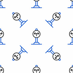 Line Fork in the road icon isolated seamless pattern on white background. Colorful outline concept. Vector