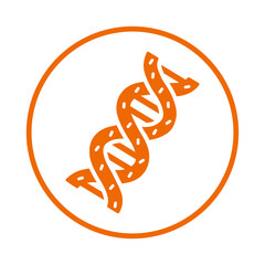 Dna, genetics, genome icon. Orange vector sketch.