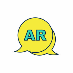 Filled outline Augmented reality AR icon isolated on white background. Virtual futuristic wearable devices. Vector