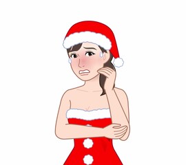 クリスマスコスチュームを着た女性