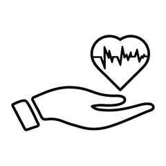 Care, healthcare, heart outline icon. Line vector design.