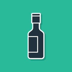 Blue Jewish wine bottle icon isolated on green background. Vector